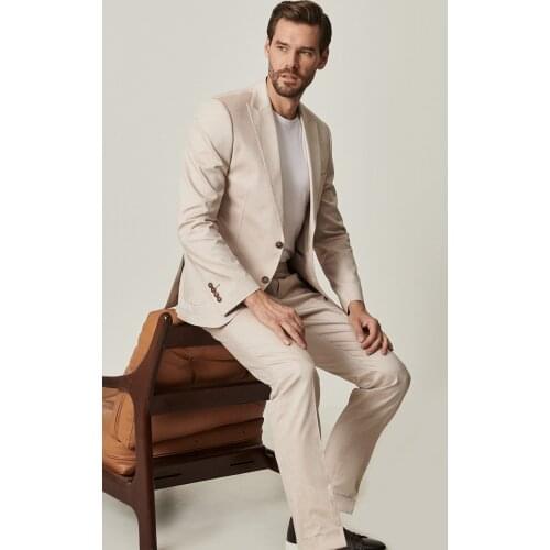 Male Beige Extra Slim Fit Beige Sports 100 Koton Suit