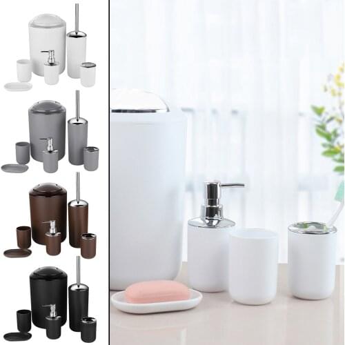 6Pcs/Set Bathroom Accessories Set Soap Dispenser Toothbrush Holder & Gargle Cups Soap Dishes Tray Lavatory Set Wedding Gifts