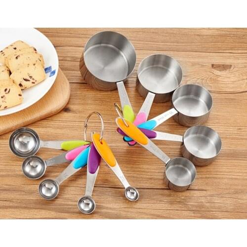 10pcs Measuring Tool Set Measuring Cups and Spoons Set Kichen Accessories stainless steel Measuring Spoon cup set