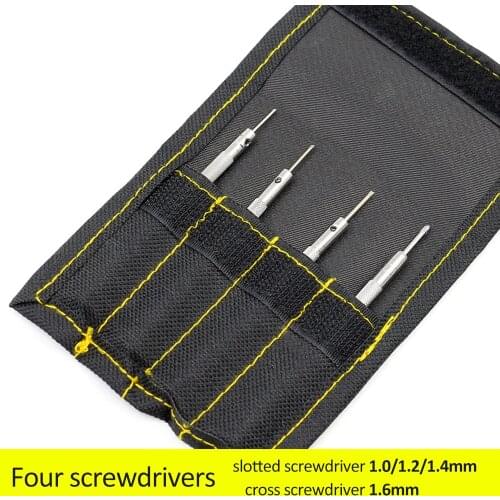 1.0 / 1.2 / 1.4 / 1.6 mm 4Pcs Watchmakers Watch Glasses Flat Blade Assort Slotted Flat Cross Screwdrivers Set