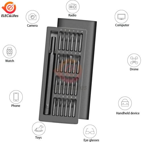 24 in 1 Precision Magnetic Screwdriver Set Daily Use Screwdrive Kit Magnetic Bits Home Repair Tool With Handle Storage Box