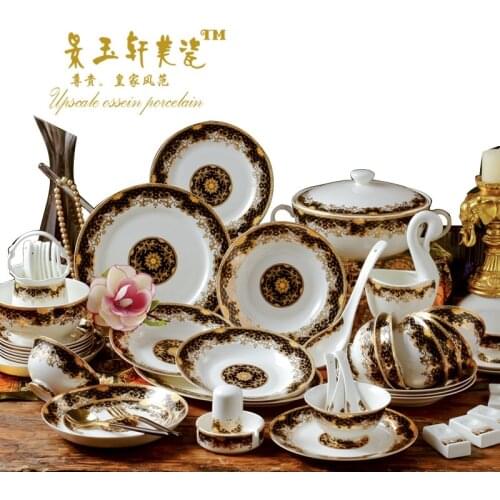 Guci 60 PIECES European Court dinnerware sets luxury sets for Jingdezhen high-grade bone china bowl