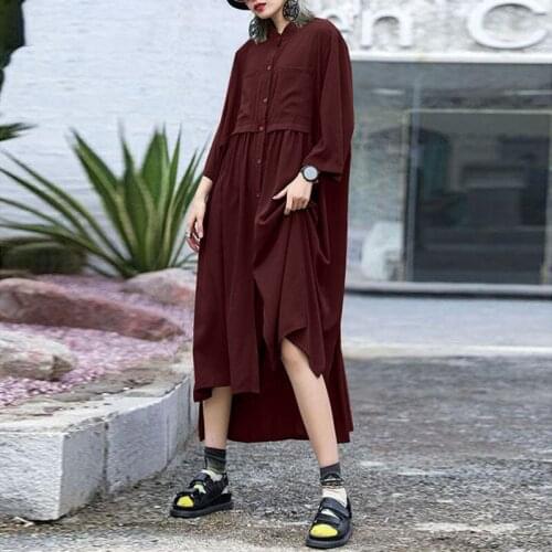 2021 spring and autumn new loose waist cardigan Hong Kong wind red bottom solid color long skirt temperament commuting high dres