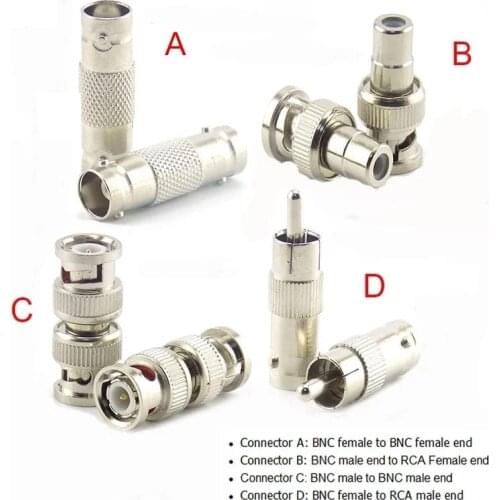 2 Pieces BNC Female Connector to Female BNC Male to Male RCA Female BNC Female to RCA Male Adapter Plug for AHD CCTV Camera