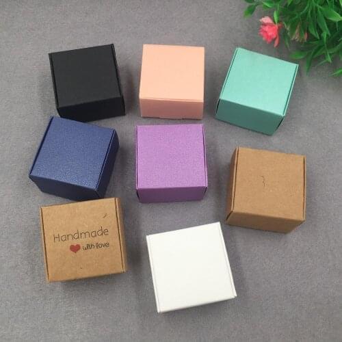 30 pcs mini 4x4x2.5cm Kraft paper gift box for wedding birthday Christmas party,cookie/candy jewelry box,kraft paper soap boxes