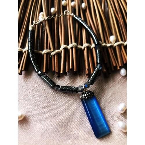 Dr Stone Luxury collection with Cat 'S Eye, Crystal and Hematite Stone 925 Sterling Silver Women Handmade Bracelet LXDR63