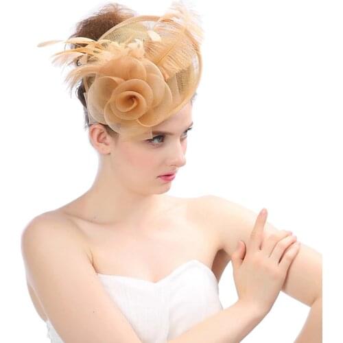 Banquet Party Fedoras Hat Women Ladies Day Royal Ascot Sinamay Fascinator Cap European American Bride Headdress Girls Hats H7108
