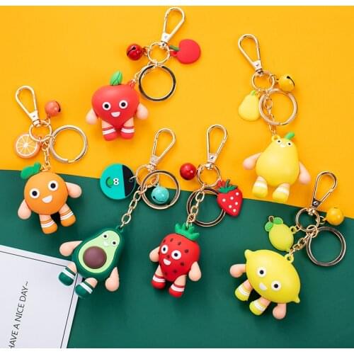 CHUNOU Creative Silicone Strawberry Pear Orange Apple Lemon Avocado Keychain Cute Fruit Doll Keyring Bag Pendant Accessories NEW