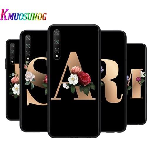 Letter Alphabet Flowers For Huawei Y9S Y6S Y8S Y9A Y7A Y8P Y7P Y5P Y6P Y7 Y6 Y5 Pro Prime 2020 2019 Silicone Phone Case