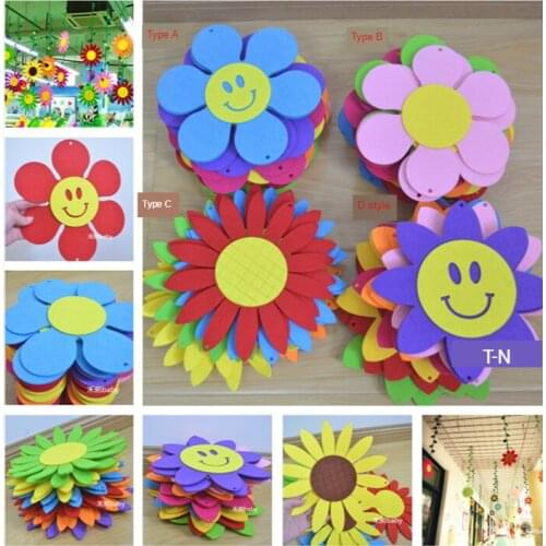 T-N Smile Face Thick Nowoven Felt DIY Package Children Handmade Hanger Decoration Colorful School Hallway Ornaments with Hole