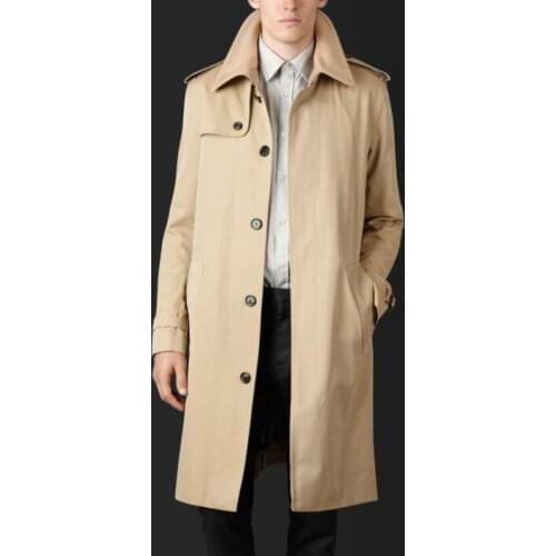 Mens trench coats spring autumn man long coat men Single-breasted clothes business casual slim fit overcoat long sleeve khaki
