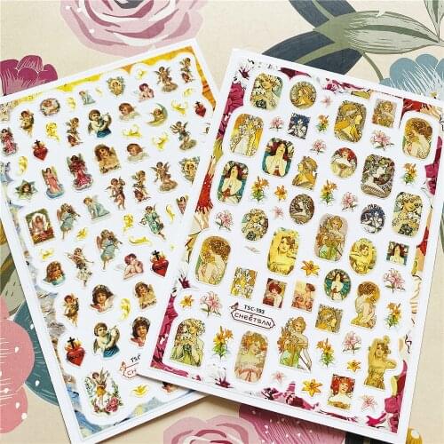 TSC-192-193 Beautiful girl Angel 3D Back glue Nail decal Nail sticker Nail decoration Nail art Nail ornament