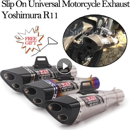 Slip On Universal Yoshimura R11 Motorcycle Exhaust Pipe Modified Escape Moto 51mm For R3 R6 S1000RR Ninjia400 ER6N Z900 CBR250RR