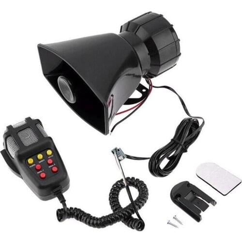 Universal Motorcycle Car Alarm Sound 7 Tone Horn 12V 100W Police Siren Horn Loudspeaker (Black)