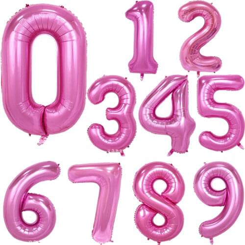 Number Foil Balloon 32inch Rose Gold Silver Blue Discolor Digital Birthday Party Decoration Baby Shower Supplies