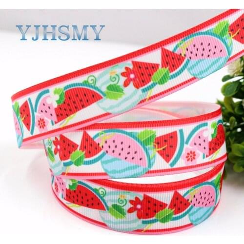 YJHSMY H-17505-1,22 mm 10 yards watermelon Ribbons Thermal transfer Printed grosgrain Wedding Accessories DIY handwork material