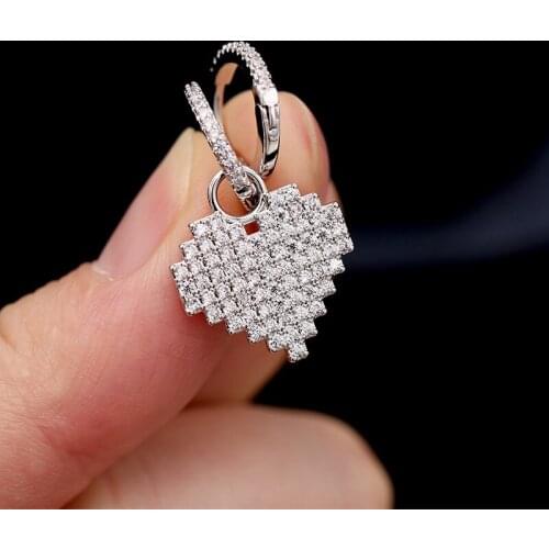 New Winter Delicate Silver CZ Zircon Crystal Pixel Heart Earrings Simple Silver Color Drop Earrings Women Jewelry Lover Jewelry