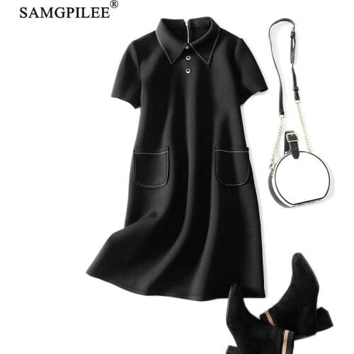 Winter Clothes For Women 2021 Casual Dress Plus Size A-line Solid Short Appliques Turn-down Collar Women Autumn Winter Dresses