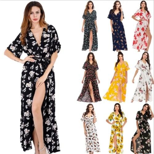 2021 Autumn New Ladies Dress French Chiffon Short-sleeved V-neck Floral Lace Fashion Casual Commuter Woman Clothing Skirt WE454