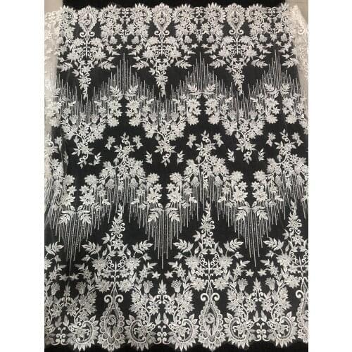 10 Yard Off white Heavy Handmake Clear Sequin Floral Tulle Embroidery Lace Fabric By Yard,Bridal Gown Wedding dress couture lace