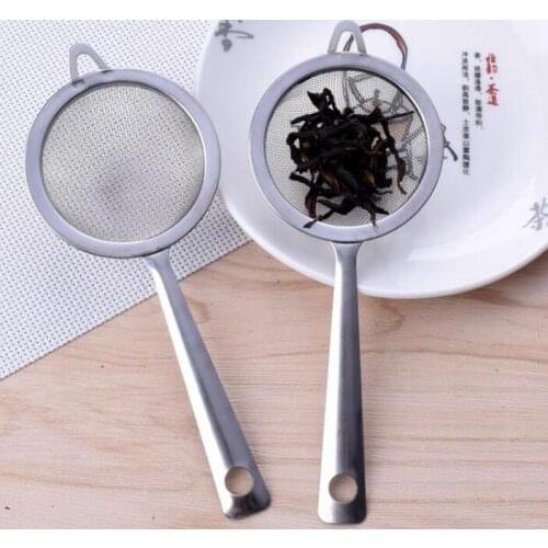 100pcs 17.5*7cm Stainless Steel Fine Mesh Strainer Colander Flour Sieve with Handle Juice Tea Ice Strainer Kitchen Tools SL4736