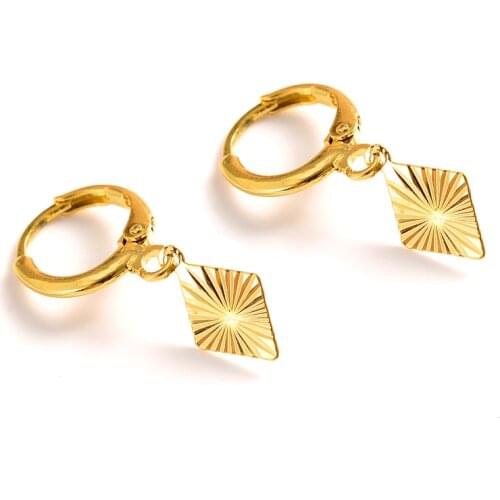 18 k Fine Gold Filled Earrings Block hang Womens/Girls African Beautiful Earrings Ethiopian Jewelry Nigeria Gift