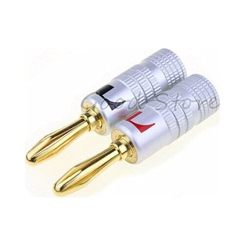 2pcs/1set RICH TECH Copper BANANA PLUG Gold-plated Banana Connector with Screw Locks For Audio Jack Speaker Plugs Black&Red