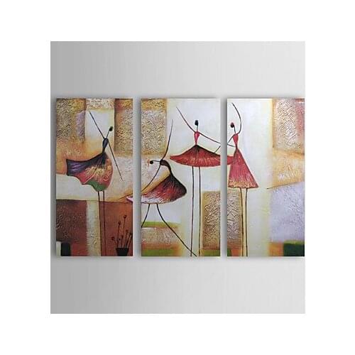 3 piece Hand Painted Modern Abstract Girls Dancing Oil Painting Canvas Wall Art Paintings Picture Canvas Paintings Home Decor