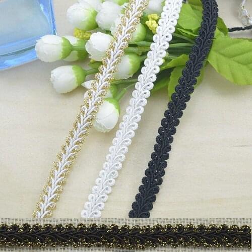5Meters 12MM Trim Sewing Lace Gold Black Centipede Braided Lace Ribbon Home Party Decoration DIY Clothes Curve Lace Accessories