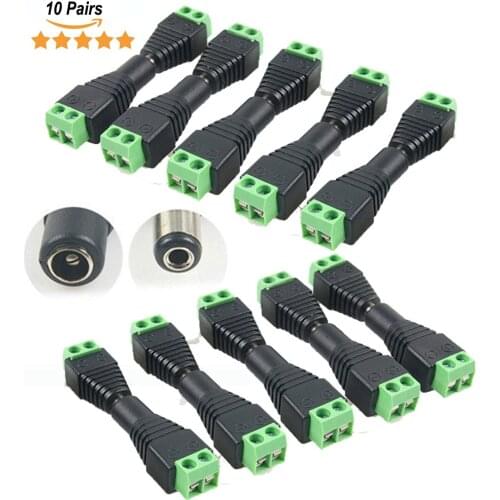 5Pcs Female Male DC Connector 2.1 *5.5mm Power Jack Adapter Plug For Cable Connection 5050 Single LED Strip CCTV Camera Router