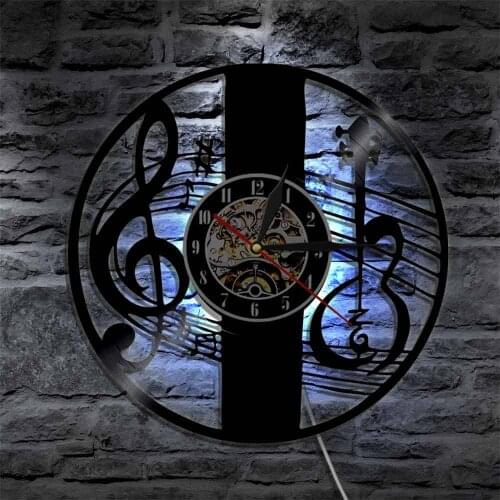 Abstract Music Note Wall Art Clock Musical Instrument Violin Key Modern Vinyl Record Wall Clock Classical Music Home Decor Gift