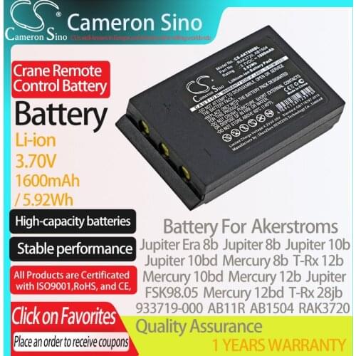 CameronSino Battery for Akerstroms Jupiter Era 8b Mercury FSK98.05 T-Rx 12b fits Akerstroms AB11R Crane Remote Control battery
