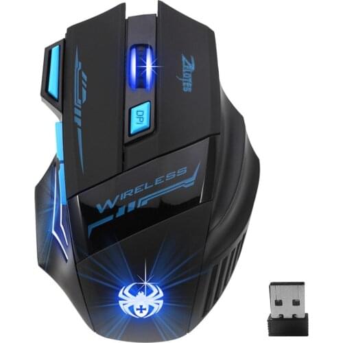 ZELOTES F-14 2.4GHz Wireless Optical Mouse USB Receiver 7 Buttons 4 Gears 2400DPI Adjustable Ergonomic Mice