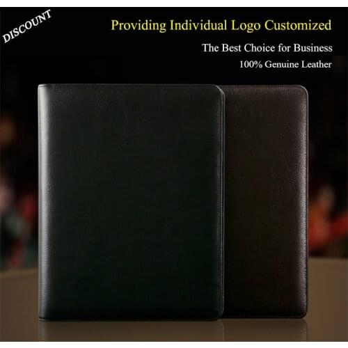 Genuine Leather Business Notebook B5 Planner Crad Holder Logo Custom Diary Zipper Diary Gift Stationery Accessories