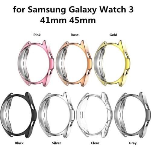 For Samsung Galaxy Watch 3 Case 45mm 41mm Flexible TPU Plated Bumper Shell for Galaxy Watch 3 R840 R850 Cases Protection Cover