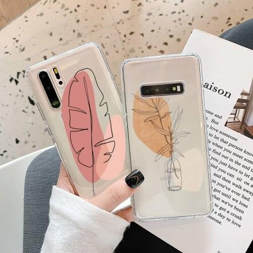 Art leaf flower design retro Phone Case Transparent for Samsung A71 S9 10 20 HUAWEI p30 40 honor 10i 8x xiaomi note 8 Pro 10t 11