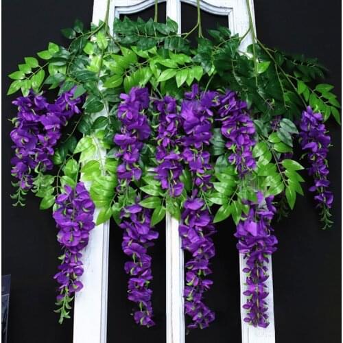 80cm Artificial Wisteria Flower Anti-drop Portable Eye-catching Excellent Workmanship Fake Wisteria Flower for Wedding Party