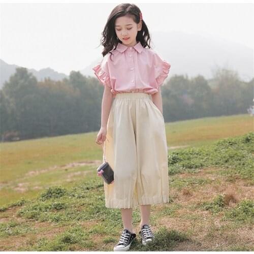 Kids Clothes Tshirt + wild Pants Teenage Girls Clothing Summer Tracksuit Girl Casual Style Tracksuits For Children 6 8 10 12 14