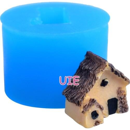 FYL666U 16.1mm x 11.2mm x 16.9mm 3D House Silicone Mold Fondant Cake Decoration Candy Resin Clay Earrings Necklace Craft Soap