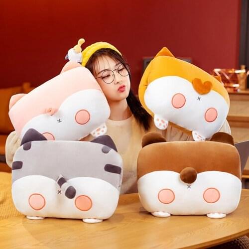Kawaii 35CM New Warm Winter Animals PP Pillow Hand Warmer Cute Stuffed Dog Pig Bear Cat Doll Christmas Gifts For Girlfriend