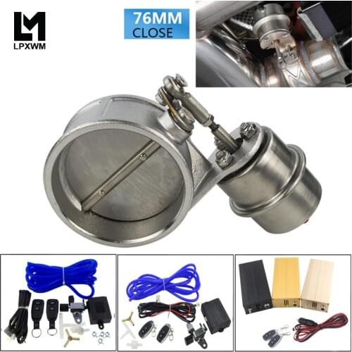 Exhaust Control Valve With Vacuum Actuator Cutout 3\" 76mm Pipe CLOSED with ROD with Wireless Remote Controller Set