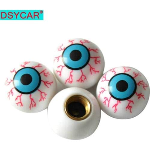 DSYCAR 4Pcs/Lot Eye Ball Wheel Valve Stem Caps Road Bicycle Valve Cap Motor Bike Car Valve Mouth Cover Tyre Air Valve Dust Caps