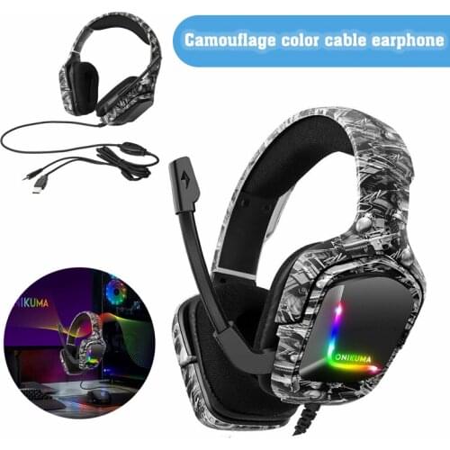 Mayitr 1pc Camouflage Stereo Surround LED Gaming Headset Durable 3.5mm+USB Jack Computer Headset For PC Laptop