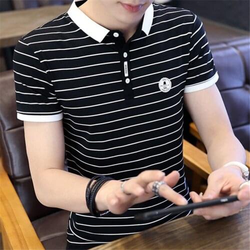 Men Summer Polo Shirts Striped Polo Men Tops