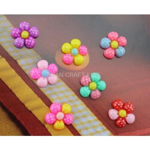 Set of 100pcs Flat back sun flower polka dots Resin Cabochons DIY Cabs decoden charm pendants 19mm- SZ0697