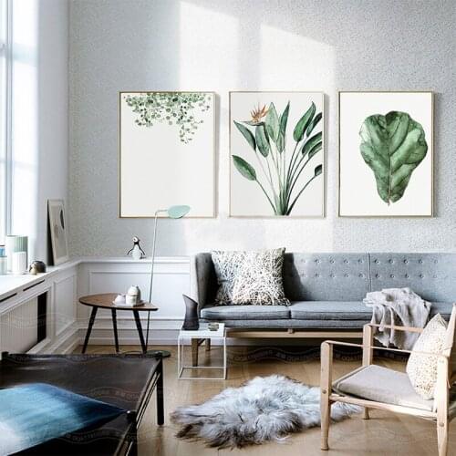 Nordic Modern Style Green Plants Canvas Painting Wall Art Nordic Posters and Prints Wall Pictures for Living Room Decoration