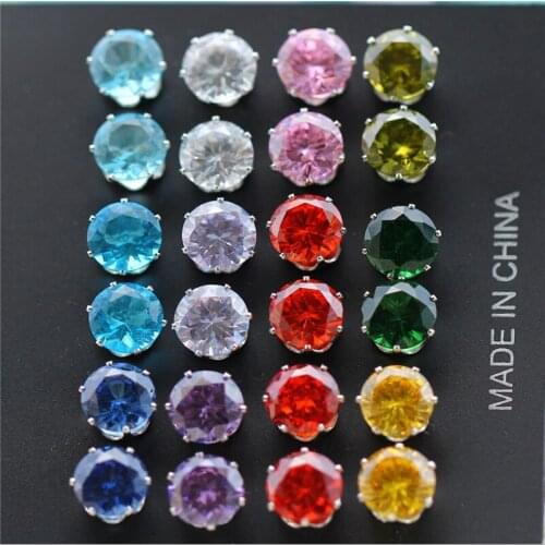 2019 new Cubic Zirconia Stud Earrings Set For Woman Simple color crystak Earring Statement Party Jewelry Gifts 12 Pairs/lot