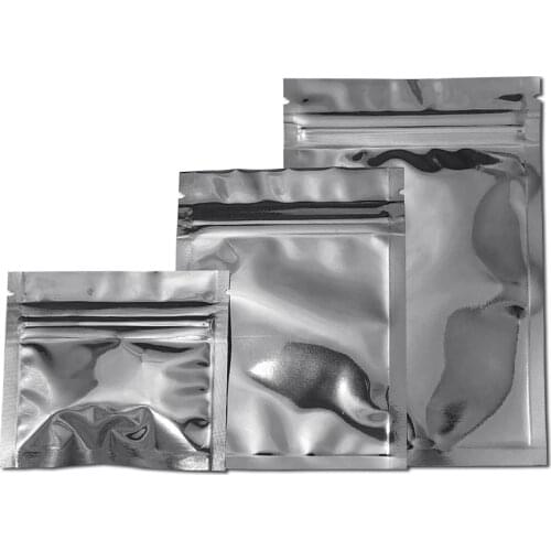 100Pcs Zip Lock Aluminum Foil Bag Heat Grip Self Seal Reclosable Tear Notch Food Tea Snack Reusable Storage Packing Pouches