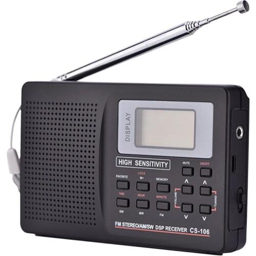 New Portable Digital World Full Band Radio Receiver AM/FM/SW/MW/LW Radio with External Antenna DOM668