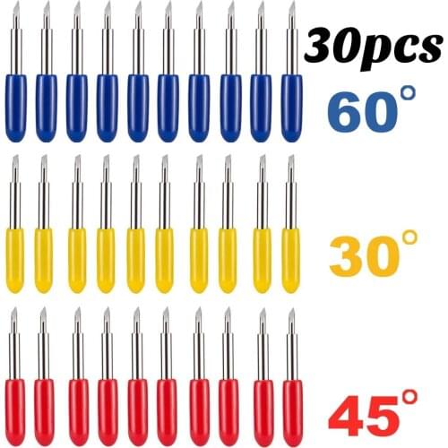 30pcs 30 45 60 Degree Roland Cricut Cutting Plotter Vinyl Cutter Knife Blades Offset Cricut Machine Milling Cutter Router Bit